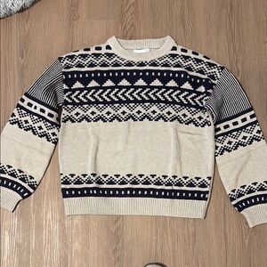 Baltic Born Beige and Navy Crewneck Sweater